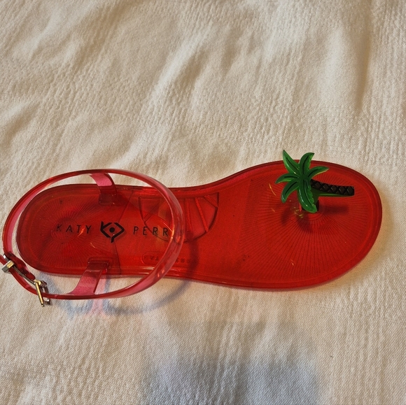 Katy Perry women's size 8 red Palm Tree sandals VGUC - Picture 2 of 11
